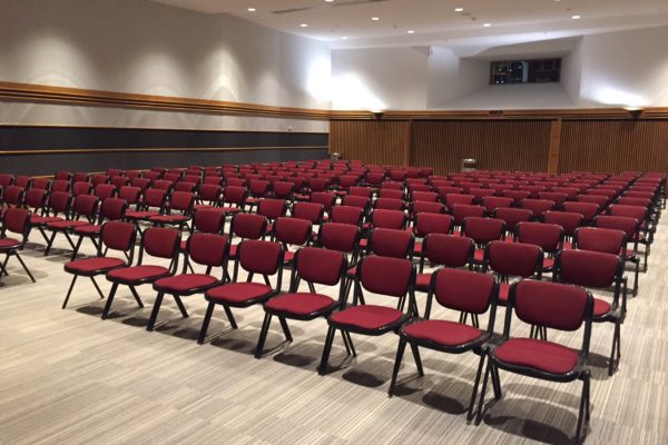 Chairs setup in rows at Rack59 auditorium